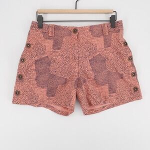 Cartonnier Island Hopper Shorts Womens 4 Coral Geometric Side Button